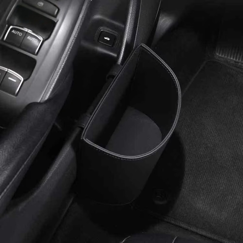 Waterproof Car Trash Can With Lid - Poubelle de voiture en cuir durable,