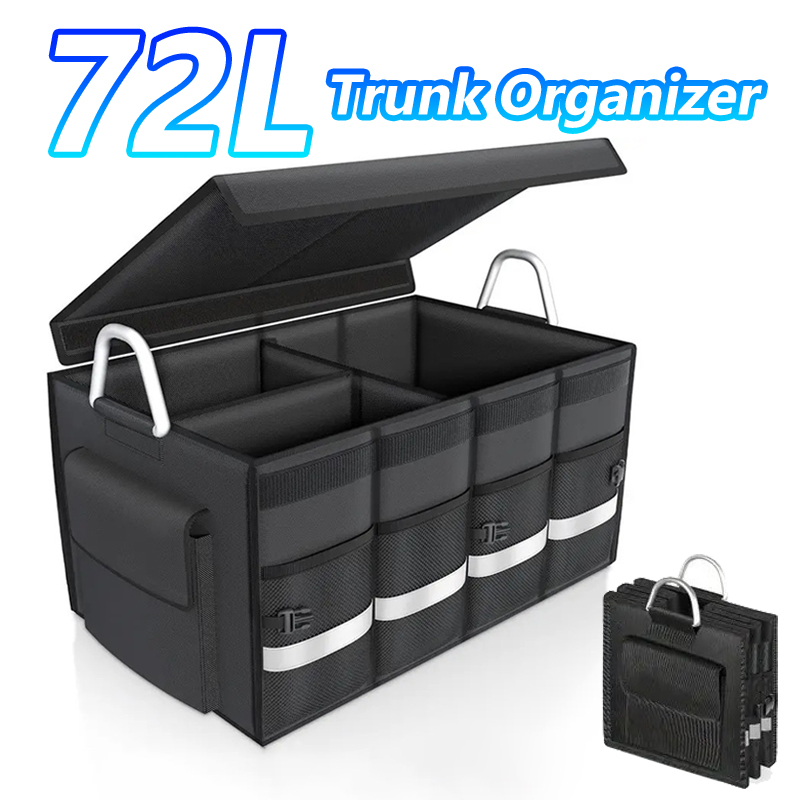 Car Trunk Organizer Foldable Storage Box - Organisateur de coffre robuste de 72l