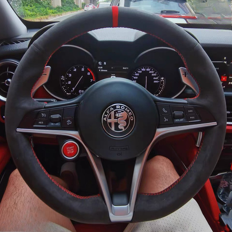 Pour Alfa Romeo Giulia Stelvio - Car Steering Wheel Cover Anti Slip Breathable avis et prix