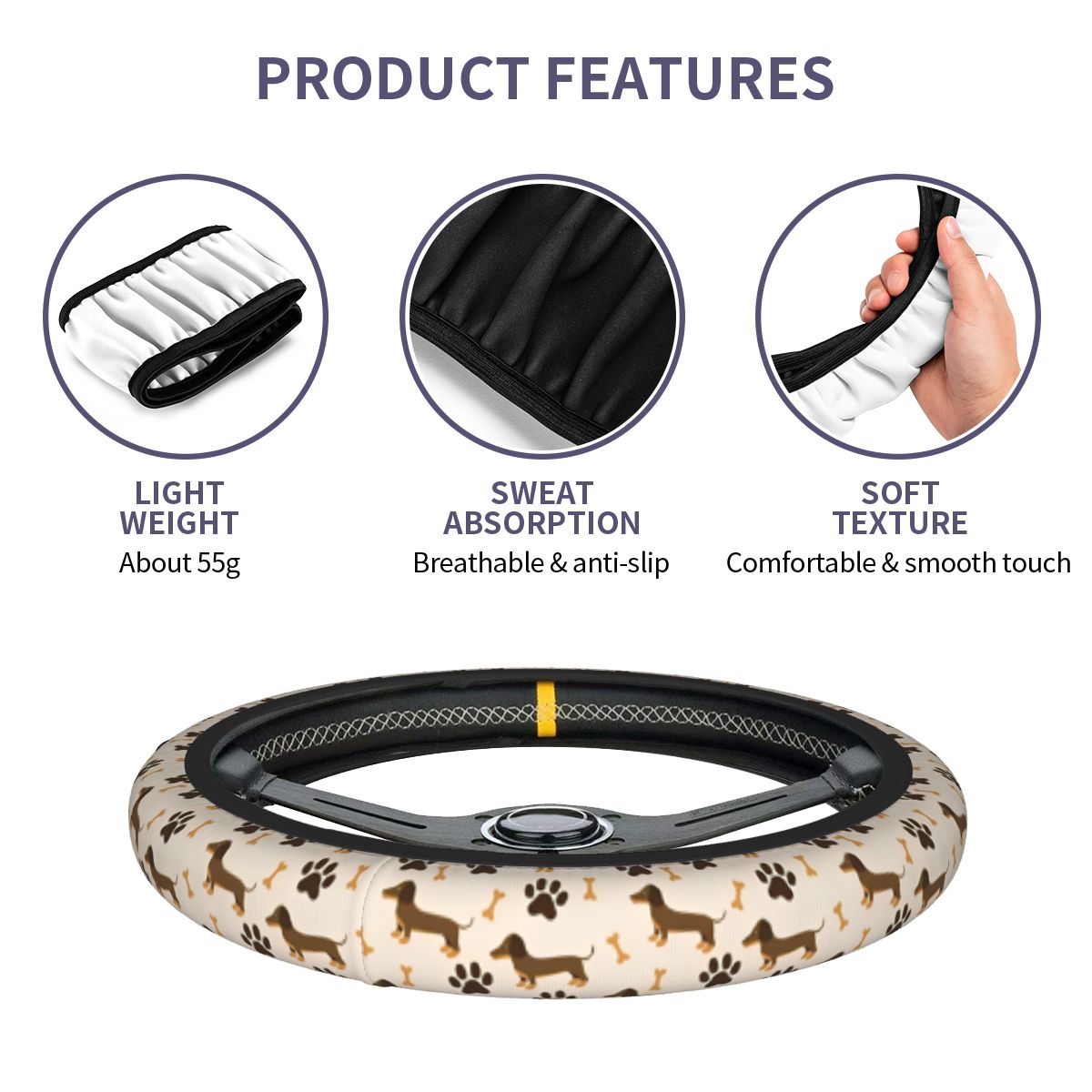 Housse de volant de voiture te - Car Steering Wheel Cover Anti Slip Breathable avis et prix
